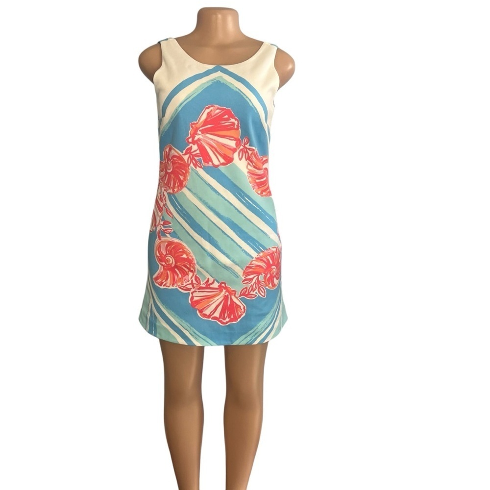 Lilly Pulitzer Callie For the Shell of it Pool Blue Seashell Print Shift Dress
